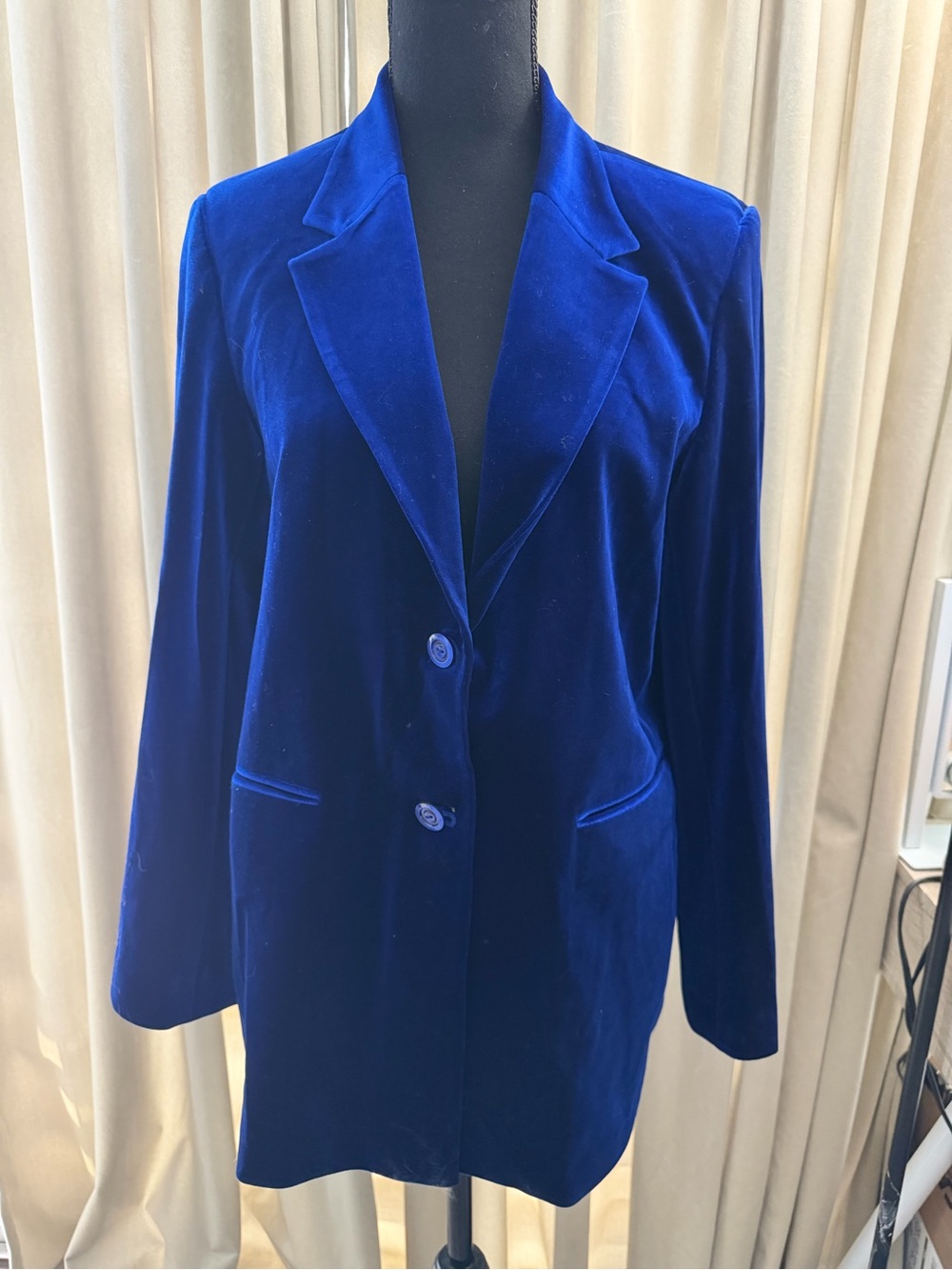 Women's Royal Blue Velvet Blazer Jacket